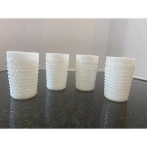 Vintage 5" High Milk Glass Hobnail 8 Ounce Drinking Glasses (Qty. 4)